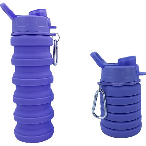 Bouteille À Eau Pliable - En Silicone Alimentaire Sans BPA - Étanche Avec Cordon De Serrage Et Mousqueton - Pour Voyage Gym Randonnée - 500 ml (1/5)