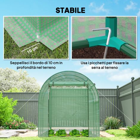 Invernadero tipo túnel de 1,8 x 1,8 x 2 m – Puerta y ventana enrollables, cultivo protegido para jardín – Verde