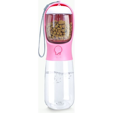 Bouteille d'eau pour Chien Chat, 550ml Distributeur d'eau Portable Gourde avec 100ml Bouteille de Collation et Filtre à Charbon Actif pour Les Excursions en Camping (1/3)