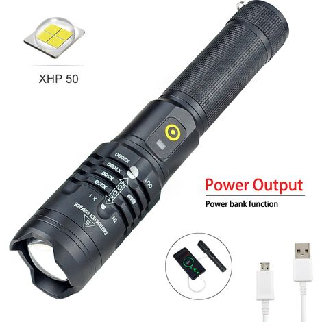 CHOYCLIT Torche LED Ultra Puissante 10000 Lumens: Une torche militaire tactique incontournable avec recharge USB, 5 modes et étanche IPX4. (1/5)