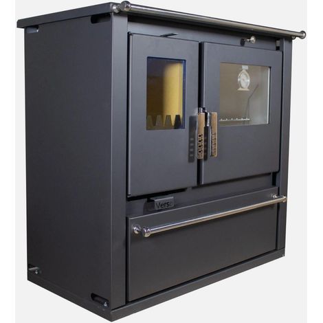Cucina a Legna con Forno Inox Verso CS Plus 7.7 kW Nero – Uscita Destra (1/5)