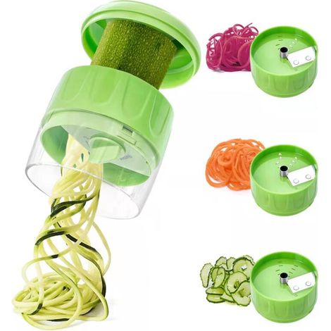Spiraliseur de légumes Portable, 4en1 Spiraliseur de Légumes,Spiralizer Manuel Multifonction Pour Courgettes, Carottes, Tagliatelles de Légumes, Concombres (1/5)