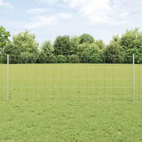 Zaun mit Pfosten Silber 0,8 x 25 m Stahl