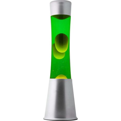 ITotal XL2346 Lampe à Lave 40 cm avec Base Argentée, Liquide Vert et Cire Jaune