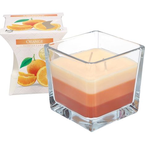 KOTARBAU Bougie parfumée à 2 mèches en verre orange à deux mèches, trois couleurs, idée cadeau d'aromathérapie, bougies décoratives, durée de combustion jusqu'à 32 heures (1/5)