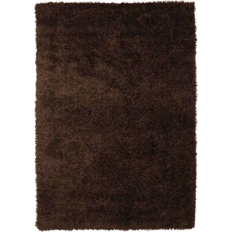 Tapis shaggy à poils longs 160x230 – Toucher laineux chocolat – Épaisseur 25mm – 100% polyester – Facile à entretenir – Thedecofactory