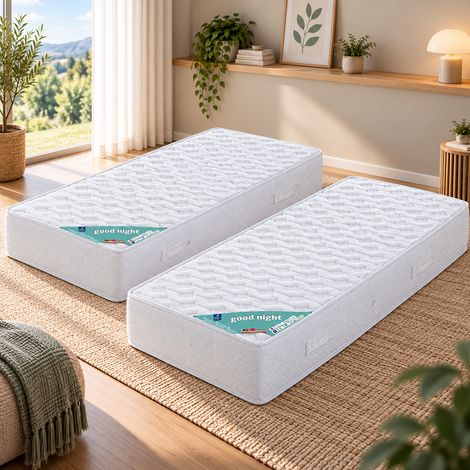 Lot de 2 Matelas 80x190 TRES FERME Mousse Indéformable Haute résilence 35 Kg/m3 Epaisseur 21 cm (2x80x190cm)