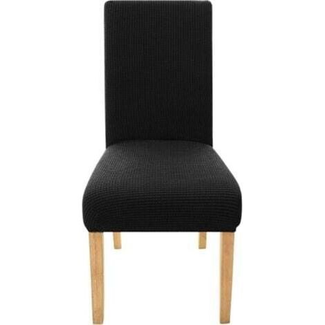 Housse de chaise de mariage en jacquard extensible, lavable en intérieur, bon marché, noire, pour salle à manger (1/3)