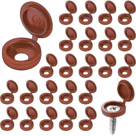 Lot de 100 Cache vis Brun 13.5 mm Cache Rivet Capuchon vis à Charnière en Plastique pour vis M 4 à M 5 (1/5)
