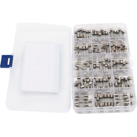 Kit de 150 fusibles en verre (0,1 A à 30 A, 15 types différents, 5 x 20 mm) pour la protection des circuits (1/5)