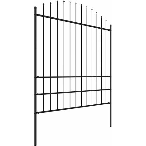 Clôture de jardin avec dessus en lance Acier 1,7 m Noir CFW50815 (1/4)