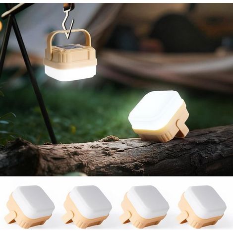 Set di 4 lanterne da campeggio a LED ricaricabili, 300 lm, 3 modalità, impermeabili IP53 per attività all'aperto ed emergenze. (1/4)