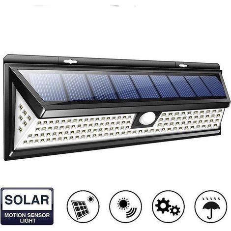 118 LED Applique Lampe murale solaire Extérieur à détecteur de corps 1000 Lumen Lampe murale à détecteur de mouvement IP65 Lampe murale solaire d'extérieur pour jardin (1/5)