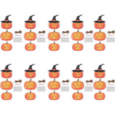 Lot de 10 panneaux de porte à suspendre en forme de citrouille d'Halloween, décoration de porte innovante et amusante pour porte d'e (1/5)