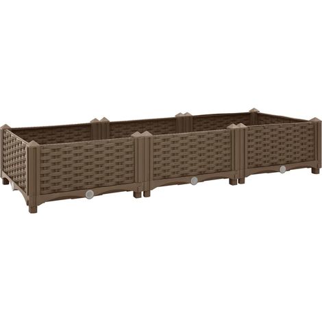Fioriera rialzata piante fiori giardino 120 x 40 x 23 cm polipropilene marrone 020000903