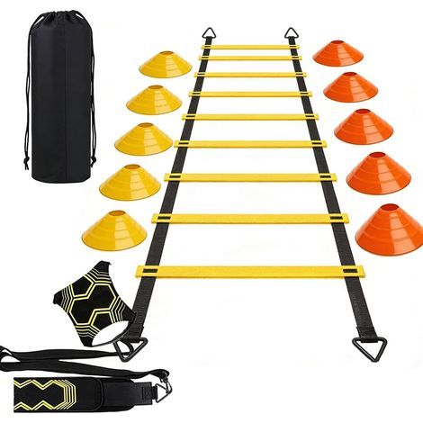 Accessoires D'Entraînement De Football,6M Kit Entrainement Foot,Équipement D'entraînement De Football,Football Entrainement Kit pour L'entraînement Scolaire Et en Club,Adulte,6M,12 Cônes (1/5)