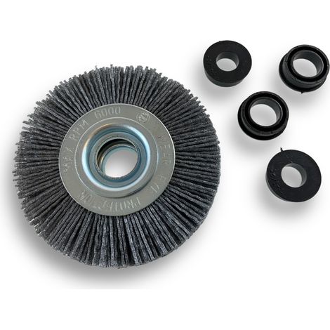 Brosse circulaire NYLON Abrasif Ø 100 mm Epaisseur 3 rangs Carbure de silicium Grain 80 Alésage 16 mm Touret meuleuse ponceuse Brossage décapage polissage dérouillage Kibros 234103KR80 (1/5)