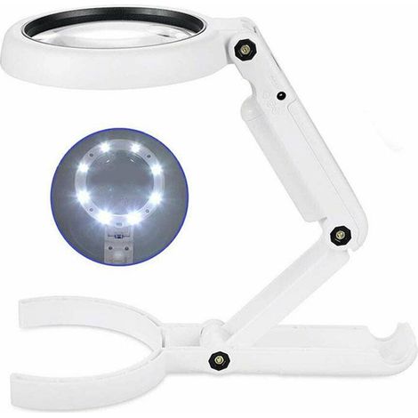 Loupe avec lumière LED, pliable, support de lecture de bureau (1/5)