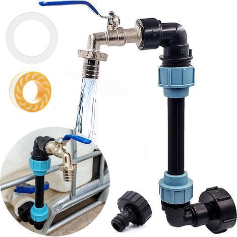 IBC Robinet à col de cygne 3/4", pour réservoir IBC, col de cygne S60 x 6, 3/4", adaptateur IBC, accessoire pour réservoir d'eau de pluie (1/5)