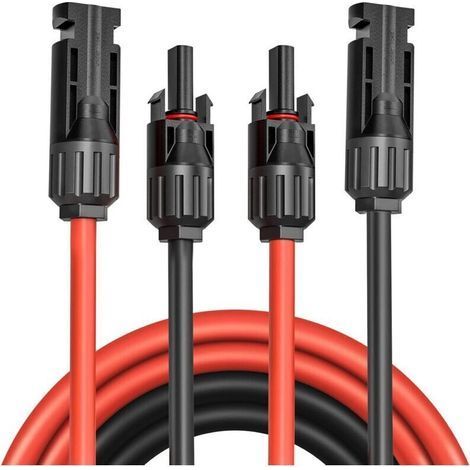 Solar panel extension cable with socket/plug for photovoltaic systems, 1 pair (AWG12/4 mm², 5 m) (1/4)