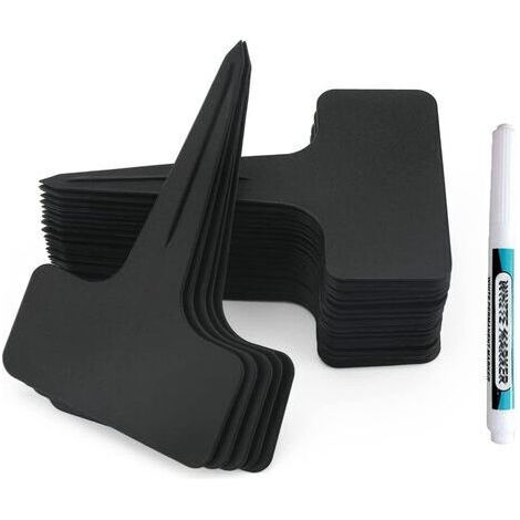 Pair 100 Pcs Épais en Plastique Marqueurs Plant Étiquettes Noir T Type Jardin Plant Étiquettes Potager avec Stylo étanche Etiquetage Réutilisable et Accessoires pour Plantes(Noir） H (1/5)