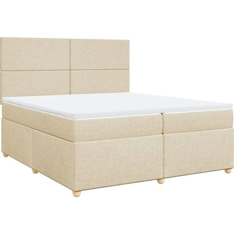 Maison Exclusive - Giroletto a Molle con Materasso Crema 200x200 cm in Tessuto (1/5)