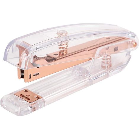 Agrafeuse en acrylique transparent, capacité 25 feuilles, pour étudiants et écoles. Compatible avec les agrafes 26/6 et 24/6 mm. Agrafeuse colorée et rotative à 180°. Idéale pour classeurs et classeur (1/4)