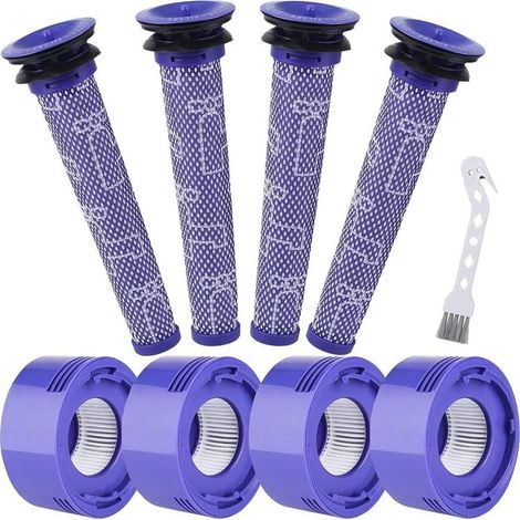 8 Pièces Filtres Pour Aspirateur Dyson V7 V8 SV10 Animal Absolute Motorhead, 4 Filtres Post Moteur et 4 Jeux de Filtres Pré-HEPA, Comparé aux Pièces DY-96566101 et DY-96747801 (1/5)