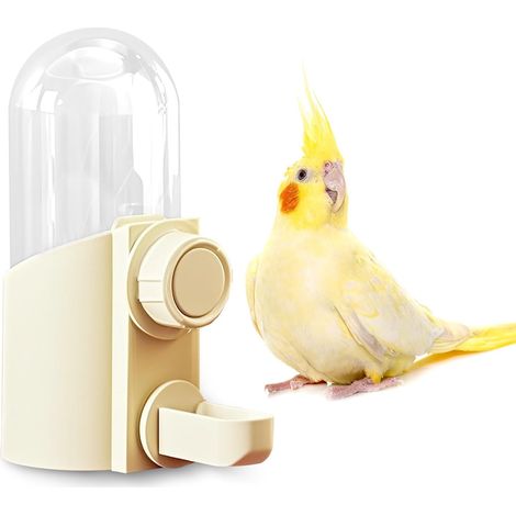 Abreuvoir automatique anti-gouttes pour perruches, calopsittes et petits oiseaux, à fixer en cage. Indispensable en voyage et étanche. Transparent. (1/5)