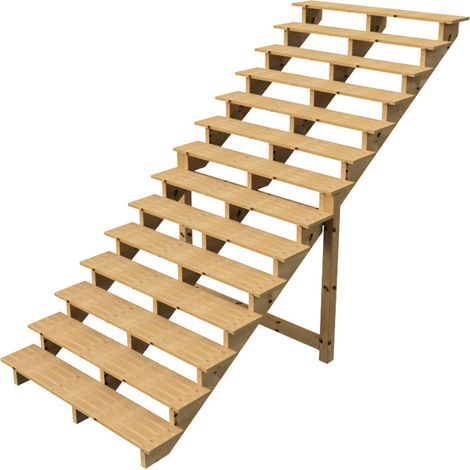 Berlin Escalier extérieur bois 14 marches H 241cm L-160cm