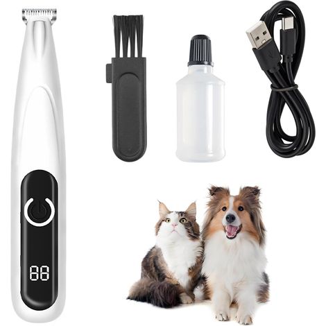 Tondeuse à Pattes pour Chien avec Lumière LED, Silencieuse Tondeuse pour Chien, Lames Céramique et Inox pour Yeux, Oreilles, Visage, Corps (1/5)