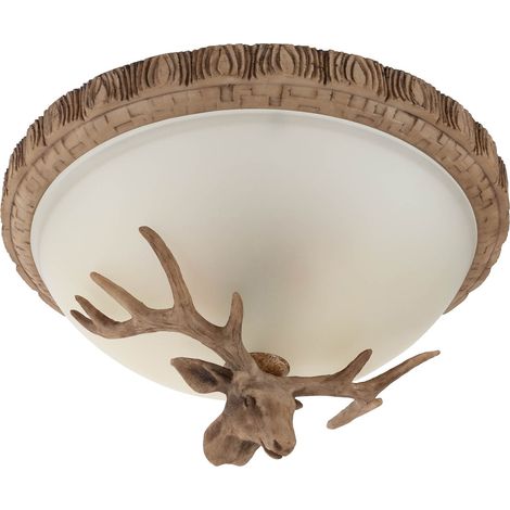 Lámpara de techo semiempotrada de cristal y alabastro «Antler», 3 bombillas de 60 vatios (40 x 25 cm), casquillos E27 (bombillas no incluidas) (1/5)