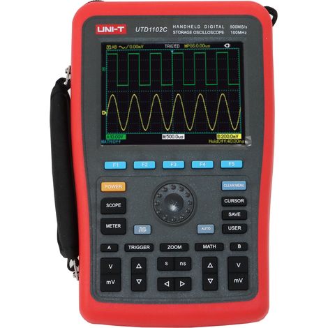 Oscilloscope portable UNI-T, UTD1102C, 100 MHz, 2 canaux, 500 MSa/s