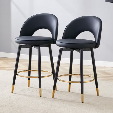 Tabouret de bar pivotant à 360°. Entièrement noir, avec coussin d'assise en polyuréthane, ce tabouret confortable (1/5)