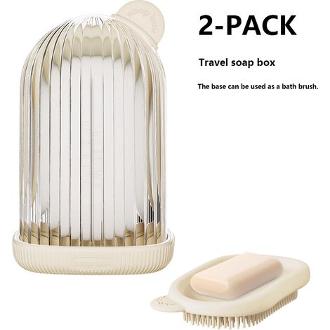 2pcs Boîte à Savon de Voyage Étanche, Ronde pour le Corps - Pour la Maison, Salle de Bain, Randonnée, Camping,Drainage étanche,Beige (1/5)