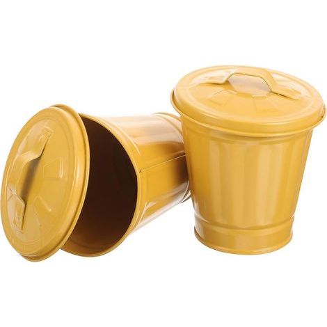 Set mit 2 verzinkten Büroabfalleimern aus Eisen, Mülleimer, Abfallbehälterhalterung – 13,00 x 9,00 x 9,00 cm – Gelb (1/4)