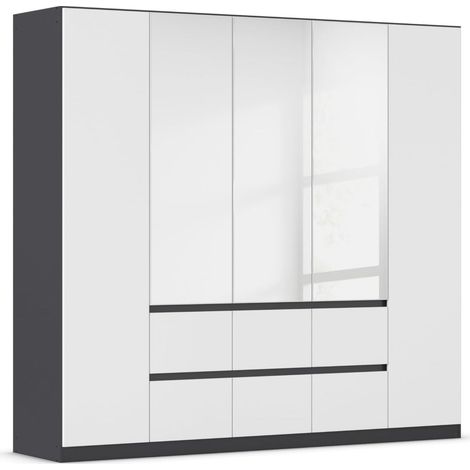 Armoire à penderie, Couleur Blanc/Gris métallisé, Largeur (1/5)