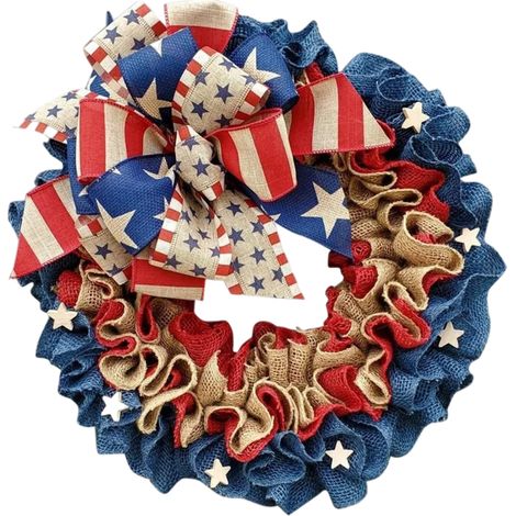 Couronne de Fête Nationale Américaine pour Porte d'Entrée et Décoration Murale Intérieure (1/5)