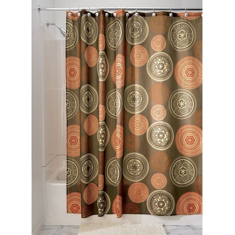 rideau douche, rideau baignoire de 183,0 cm x 183,0 cm en polyester, rideau salle de bain avec 12 œillets métalliques, brun (1/3)