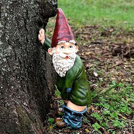 1 statue nain de jardin, humour, résine étanche, décoration coquine, extérieur intérieur