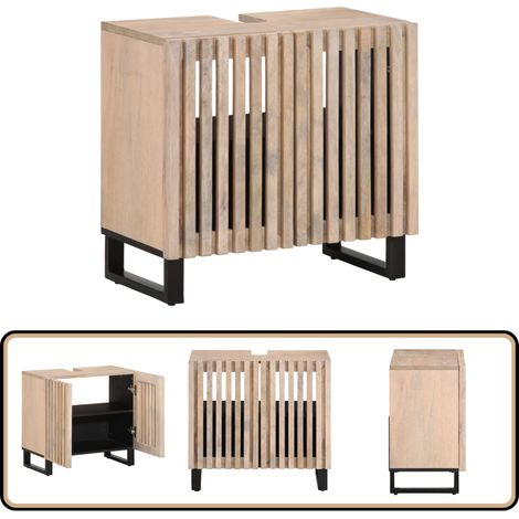 vidaXL Armoire lavabo de bain 62x34x58 cm bois massif de manguier