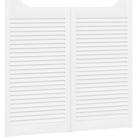 Portes battantes à deux vantaux, blanches, en pin massif.