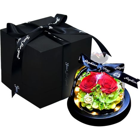 Lampe de table à LED avec roses artificielles préservées (1/5)