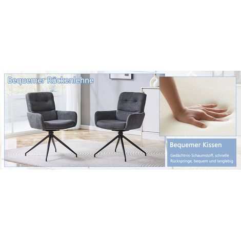 Bürostuhl, drehbar, 2er-Set, 55 x 50 x 85 cm, schwarz und dunkelgrau (1/5)