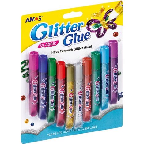 Colla glitterata classica 10 colori blister amos