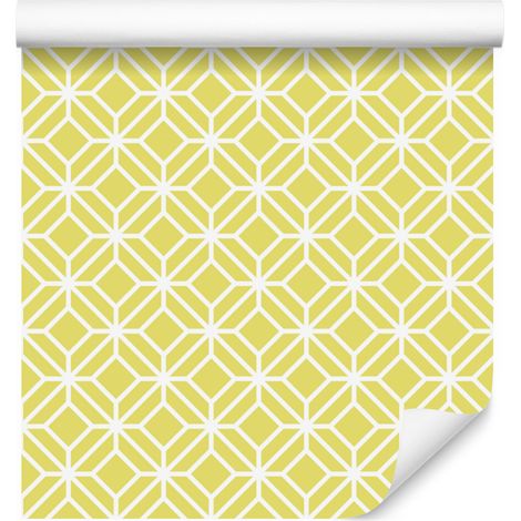 Carta da parati con motivo geometrico, crema e bianco, per soggiorno e camera da letto, 50x1000 cm. (1/5)