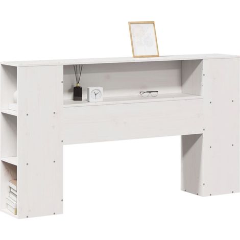 Maison Exclusive - Testiera con Ripiani Bianca 160 cm in Legno Massello di Pino (1/5)