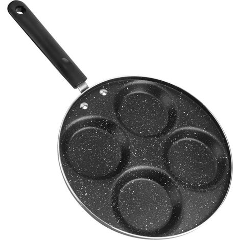 Fried Egg Pan, Home Aluminum Pancake Pan for Breakfast Omelets, 4-Cup Egg Burger Pan, Non-Stick Cooking Pan with Handle, Egg Pan (1/5)