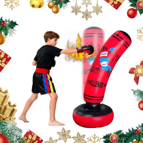 Sac de Frappe Gonflable Sac de Frappe Anti-Stress Sac de Frappe pour Enfants Garçon/Fille Sac de Frappe Autonome pour Entraînement Thaïlandais Fitness S pour (1/5)
