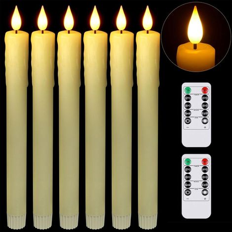 Lot de 6 Bougie LED Cire Véritable Flamme Vacillante Télécommande Minuterie Décoration Maison